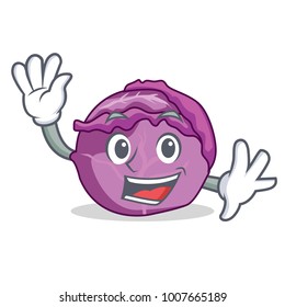 Waving red cabbage character cartoon