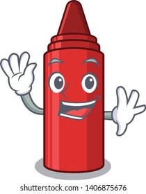Waving red crayon in the character shape