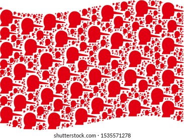 Waving red flag collage. Vector lier design elements are arranged into mosaic red waving flag collage. Patriotic collage combined of flat lier elements. svg