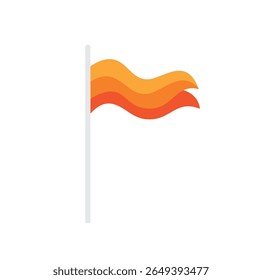  Waving red flag for marking location on maps and navigation systems. Vector illustration. 