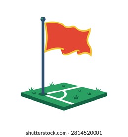 Waving red flag on golf course