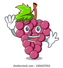 Waving red grapes fruit isolated in character