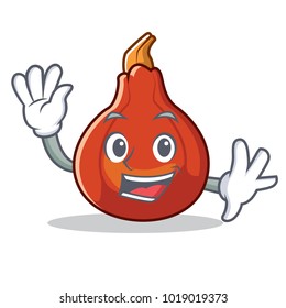 Waving red kuri squash character cartoon