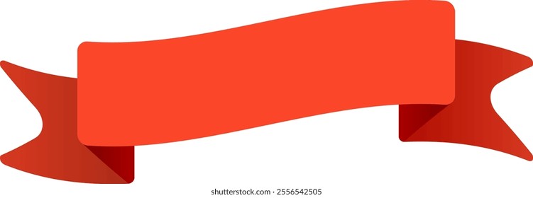 Waving red ribbon banner emphasizing important information, perfect for highlighting sales, promotions, special offers, or adding a touch of elegance to designs