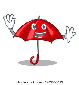 Waving red umbrellas isolated in a mascot