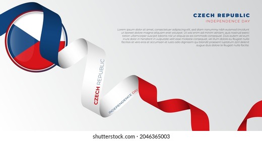 Waving Red, white and blue ribbon design with Czech republic circle flag. Czech Republic independence day background template. Also Good template for Czech Republic National day design.