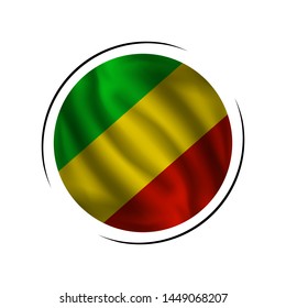 Waving Republic of Congo flag, the flag  Republic of Congo, vector illustration