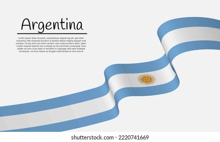 Waving ribbon with argentina flag template for independence day poster design