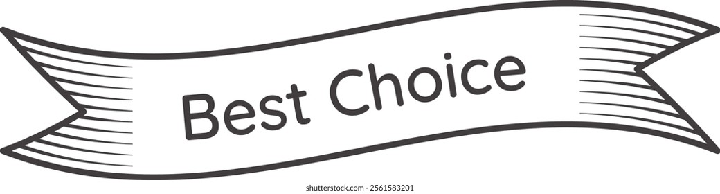 Waving ribbon banner featuring a best choice message, promoting premium quality products and enhancing marketing and advertising campaigns with elegance and professionalism