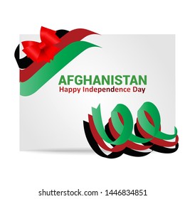 Waving ribbon or banner with flag of Afghanistan. Template for independence day poster design