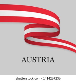 Waving ribbon or banner with flag of Austria. Template for independence day poster design