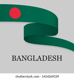 Waving ribbon or banner with flag of Bangladesh. Template for independence day poster design