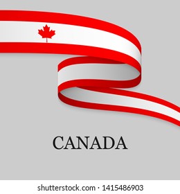 Waving ribbon or banner with flag of Canada. Template for independence day poster design