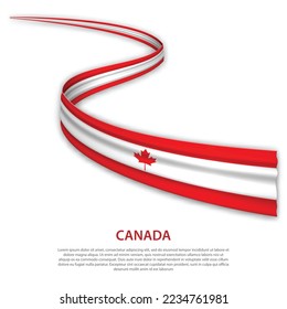 Waving ribbon or banner with flag of Canada. Template for independence day poster design