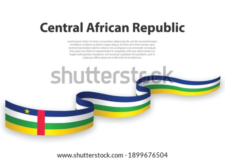 Waving ribbon or banner with flag of Central African Republic. Template for independence day poster design