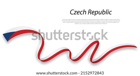 Waving ribbon or banner with flag of Czech Republic . Template for independence day poster design