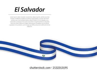 Waving Band oder Banner mit der Flagge von El Salvador. Vorlage für die Erstellung eines unabhängigen Tagesplakats