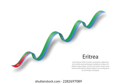 Waving ribbon or banner with flag of Eritrea. Template for independence day