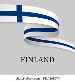 Waving ribbon or banner with flag of Finland. Template for independence day poster design
