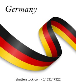 Waving ribbon or banner with flag of Germany. Template for independence day poster design