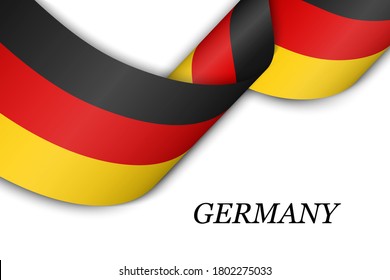 Waving ribbon or banner with flag of Germany. Template for independence day poster design