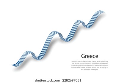 Waving ribbon or banner with flag of Greece. Template for independence day