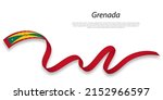 Waving ribbon or banner with flag of Grenada. Template for independence day poster design