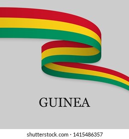 Waving ribbon or banner with flag of Guinea. Template for independence day poster design
