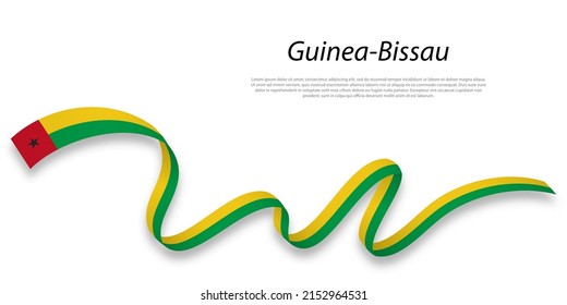 Waving ribbon or banner with flag of Guinea-Bissau. Template for independence day poster design