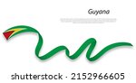 Waving ribbon or banner with flag of Guyana. Template for independence day poster design