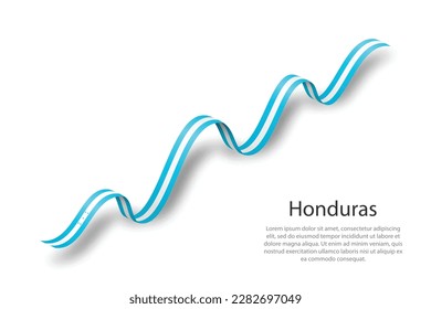 Bandera ondeando la cinta o pancarta con la bandera de Honduras. Plantilla para el día de la independencia