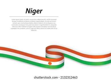 Waving ribbon or banner with flag of Niger. Template for independence day poster design