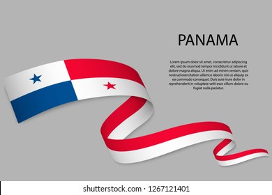 Waving ribbon or banner with flag of Panama. Template for independence day poster design