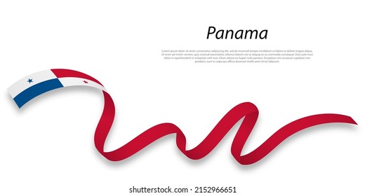 Waving ribbon or banner with flag of Panama. Template for independence day poster design