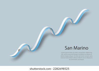 Waving ribbon or banner with flag of San Marino. Template for independence day