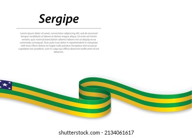 Banner con bandera de Sergipe ondeando una cinta o pancarta es un estado de Brasil