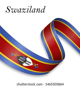 Waving ribbon or banner with flag of Swaziland. Template for independence day poster design