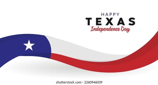 Waving ribbon or banner with flag of Texas. Texas Independence Day. State of USA. Template for poster design