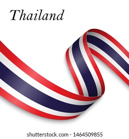 Waving ribbon or banner with flag of Thailand. Template for independence day poster design