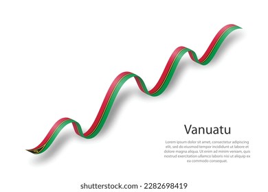 Waving ribbon or banner with flag of Vanuatu. Template for independence day