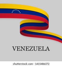 Waving ribbon or banner with flag of Venezuela. Template for independence day poster design