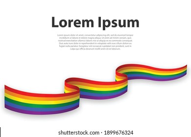 Waving ribbon or banner with gay flag LGBT