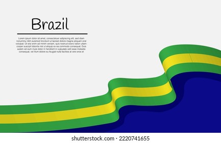 Waving ribbon with brazil flag template for independence day poster design