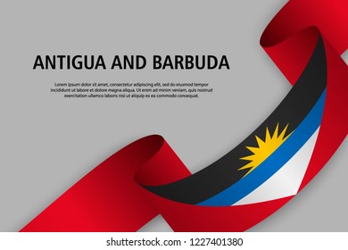 Waving ribbon with Flag of Antigua and Barbuda, Template for Independence day banner. vector illustration