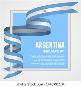 Waving ribbon with Flag of Argentina, Template for Independence day. vector illustration