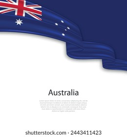 Waving ribbon with flag of Australia. Template for independence day poster design