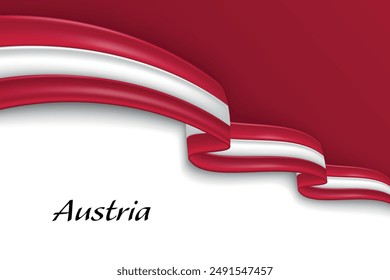 Cinta ondeando con la bandera de Austria. Plantilla para el diseño de póster del día de la independencia