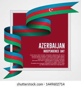 Waving ribbon with Flag of Azerbaijan, Template for Independence day. vector illustration