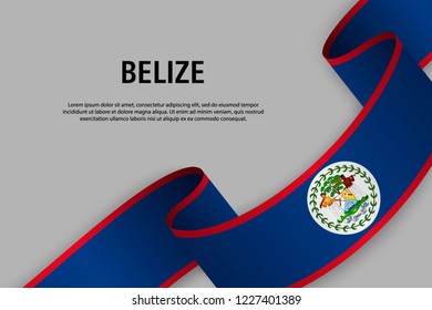 Waving ribbon with Flag of Belize, Template for Independence day banner. vector illustration