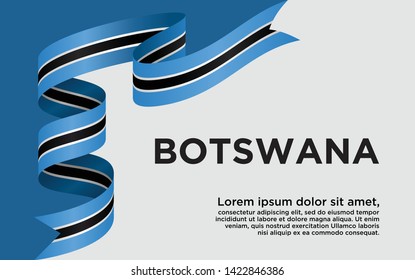 Waving ribbon with Flag of Botswana, Template for banner Independence day. vector illustration